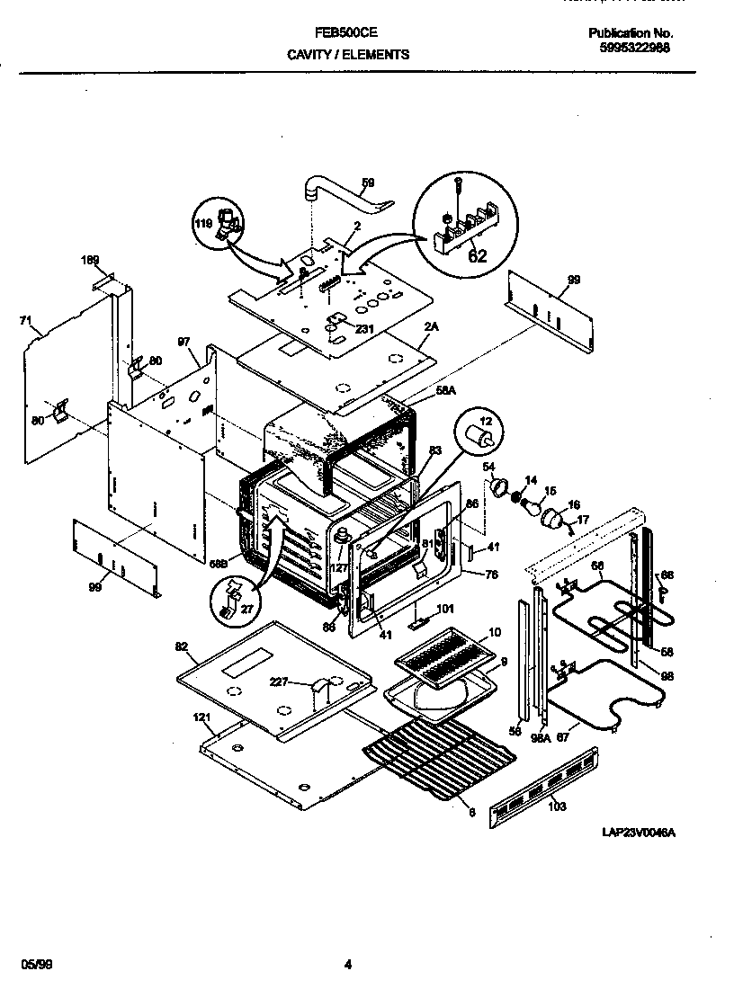 Frigidaire FEB500CESI body diagram