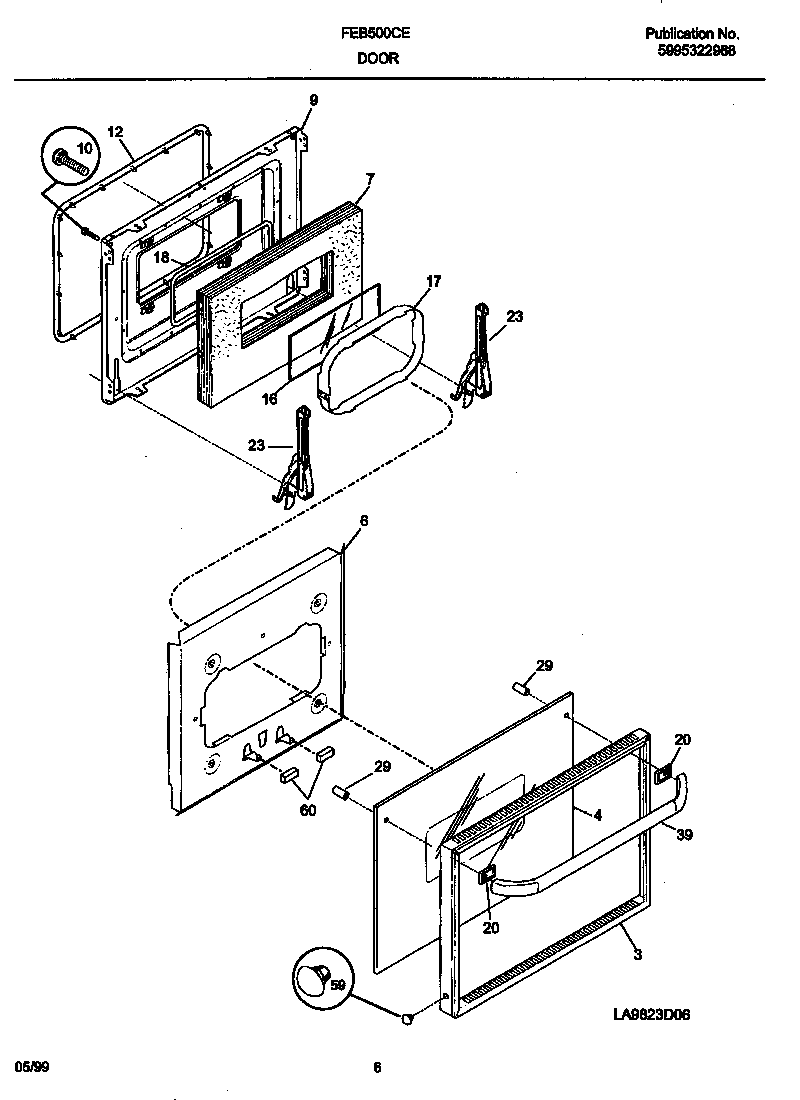 Frigidaire FEB500CESI door diagram