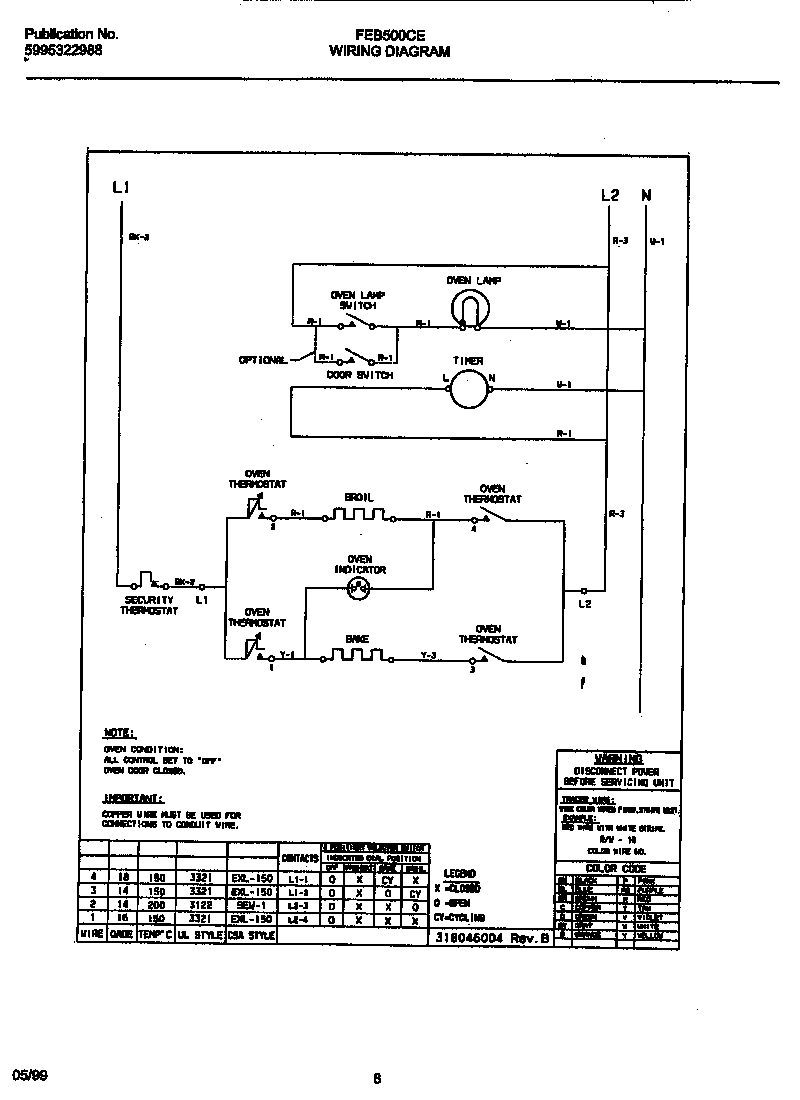 Frigidaire FEB500CESI wiring diagram diagram