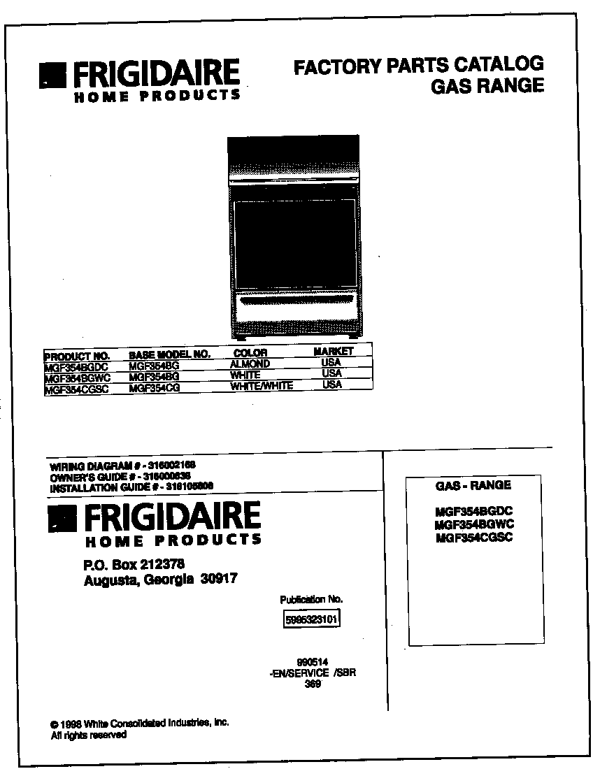Frigidaire MGF354CGSC cover diagram