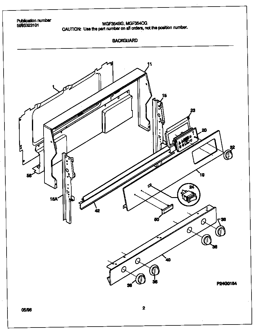 Frigidaire MGF354CGSC backguard diagram
