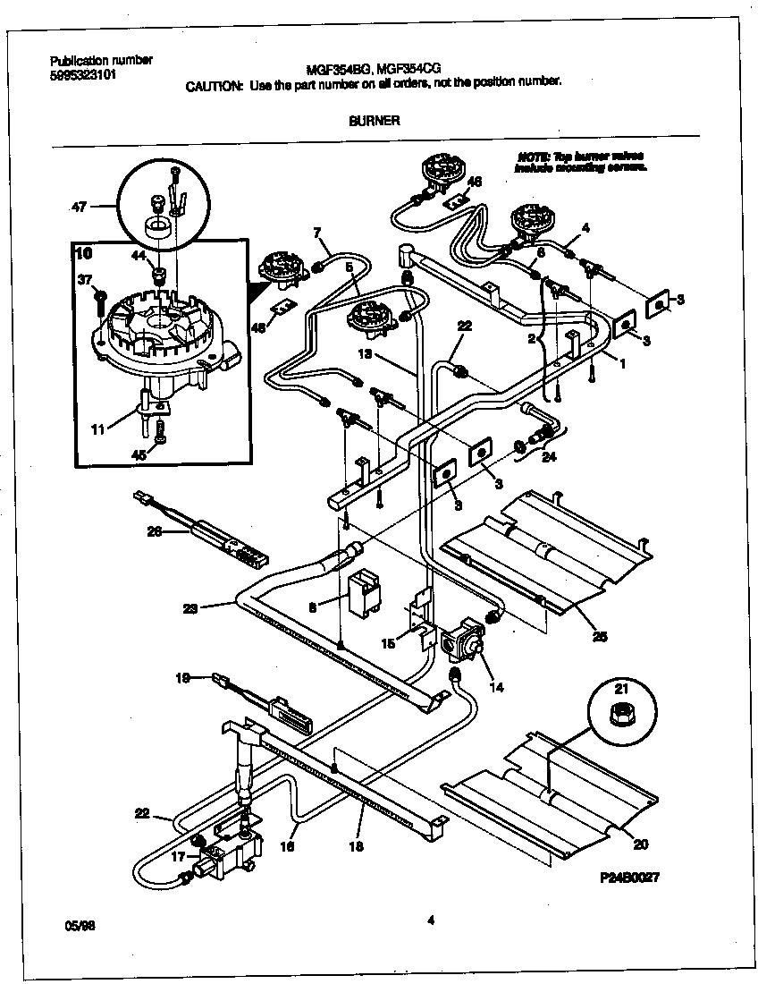 Frigidaire MGF354CGSC burner diagram