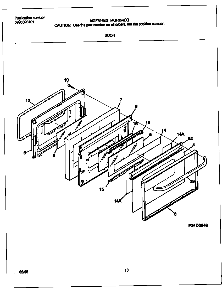 Frigidaire MGF354CGSC door diagram