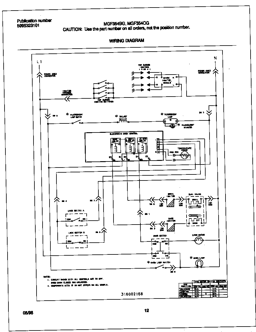 Frigidaire MGF354CGSC wiring diagram diagram