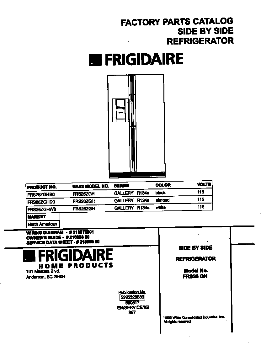 Frigidaire FRS26ZGHD0 cover diagram