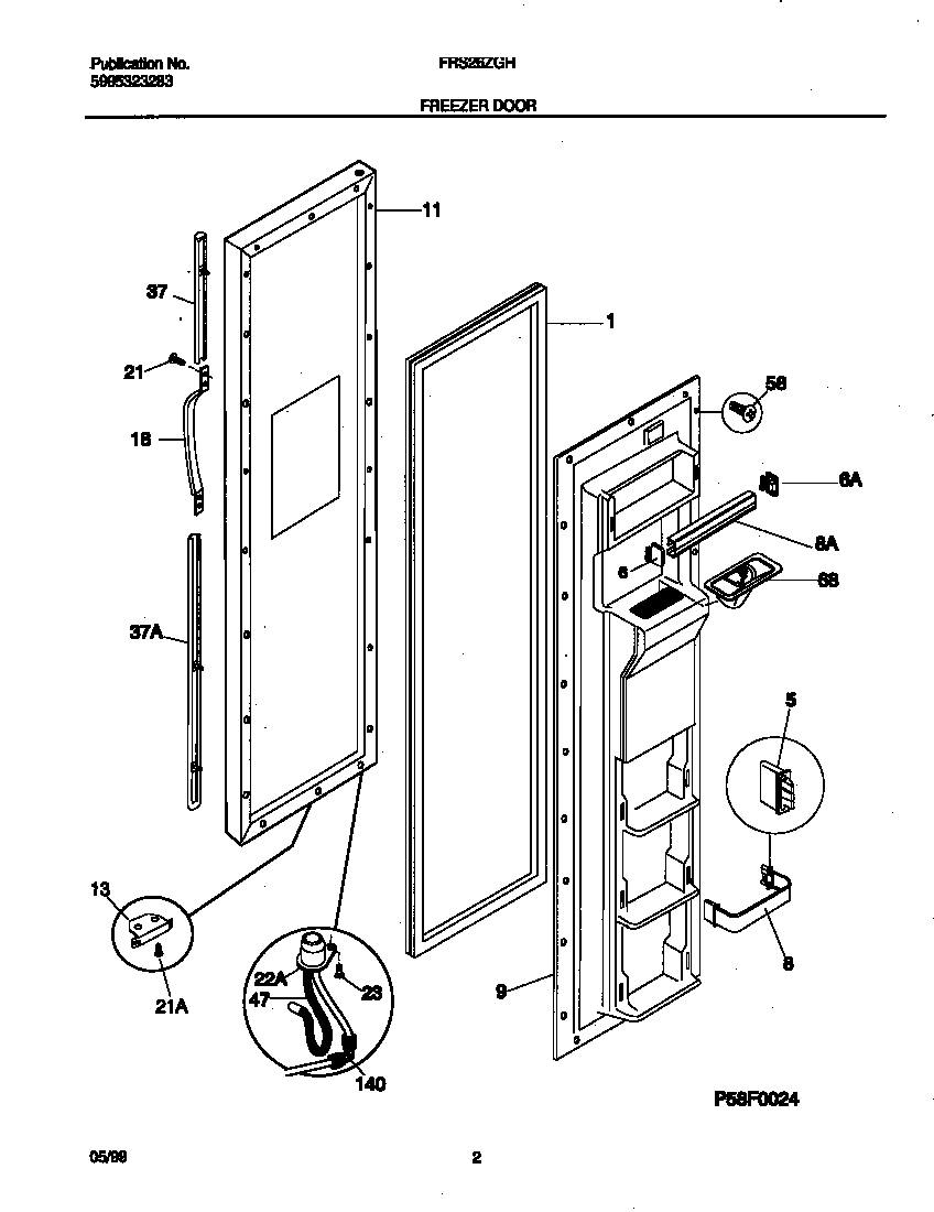 Frigidaire FRS26ZGHD0 frzr door diagram