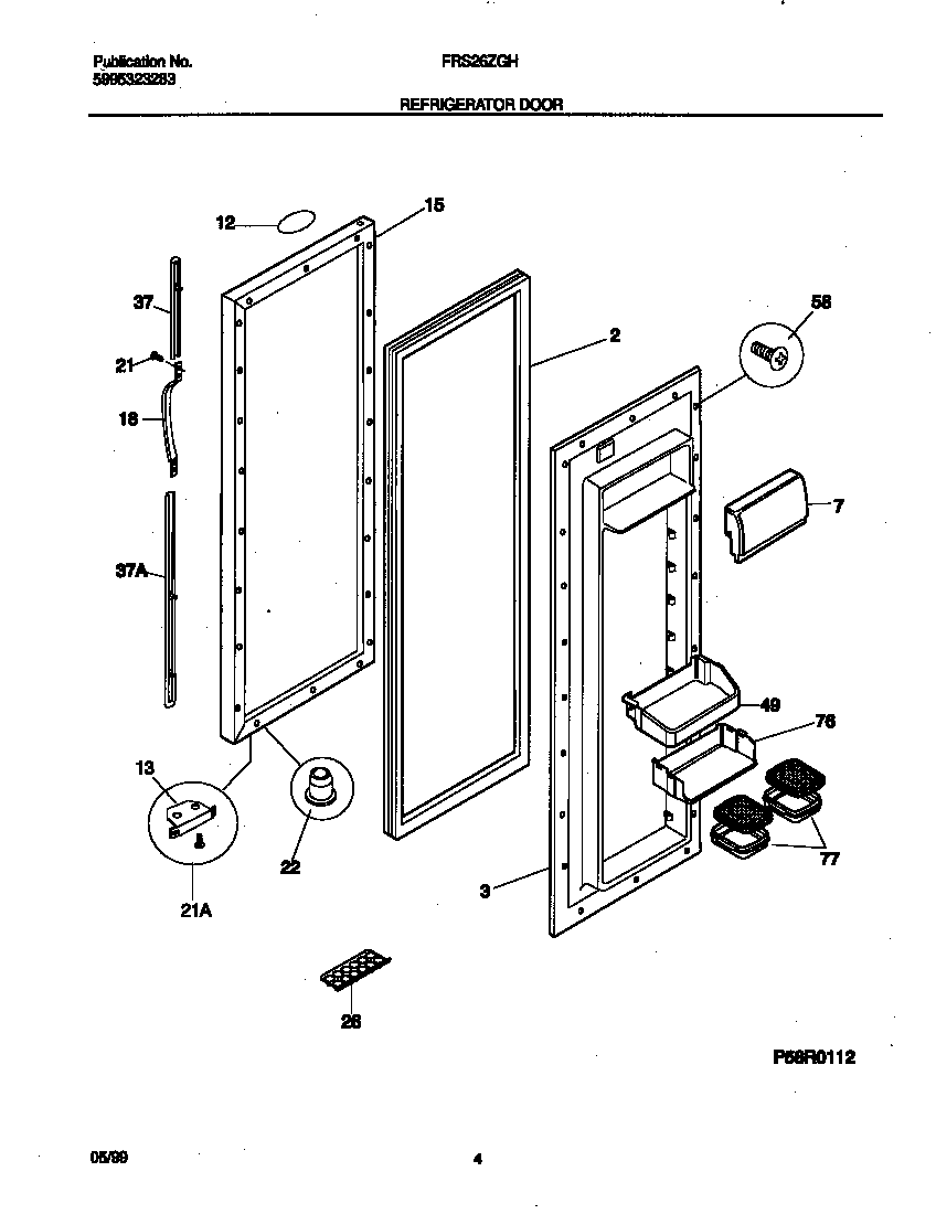 Frigidaire FRS26ZGHD0 refr door diagram