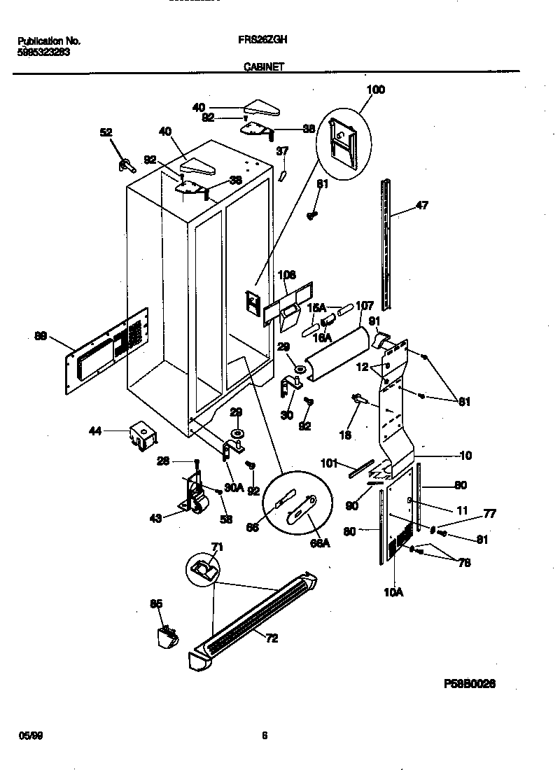 Frigidaire FRS26ZGHD0 cabinet diagram