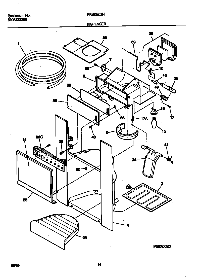 Frigidaire FRS26ZGHD0 ice dispenser diagram