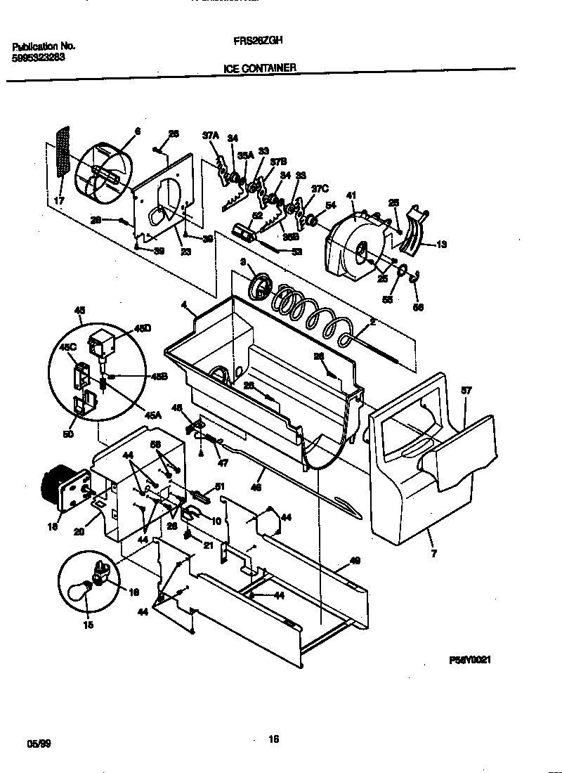 Frigidaire FRS26ZGHD0 ice container diagram