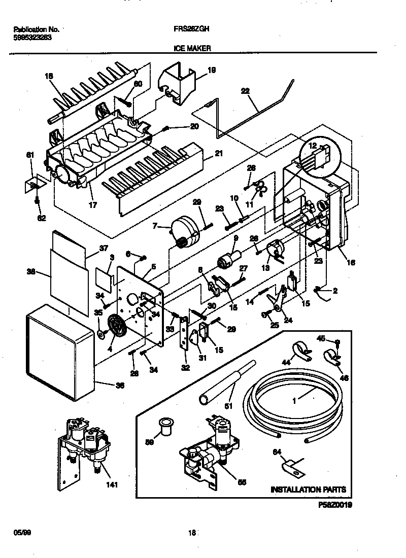 Frigidaire FRS26ZGHD0 ice maker diagram