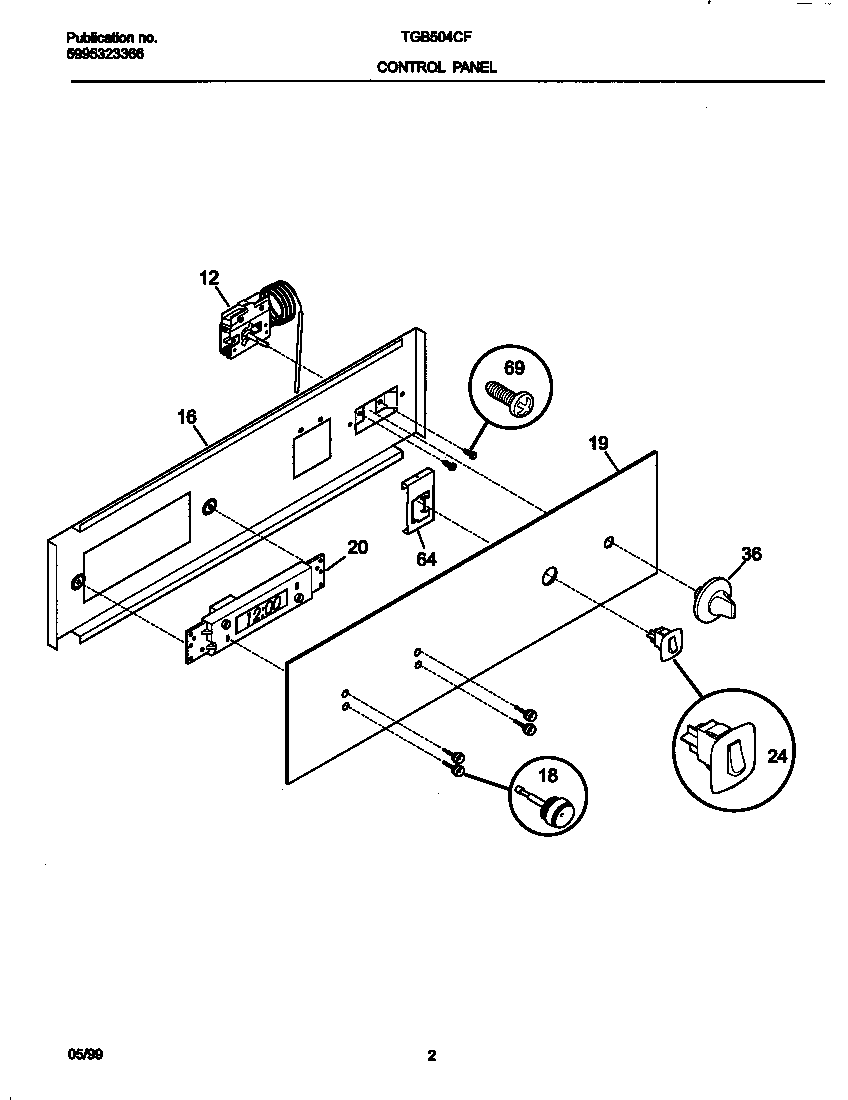 Tappan TGB504CFS3 control panel diagram
