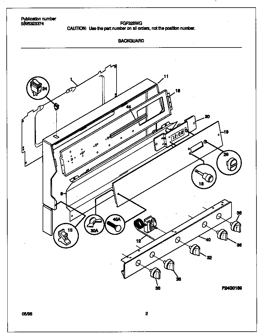 Frigidaire FGF326WGTD backguard diagram