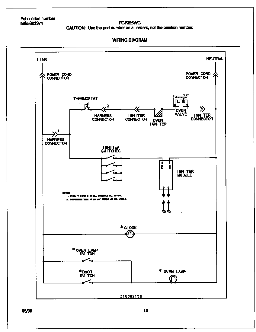 Frigidaire FGF326WGTD wiring diagram diagram