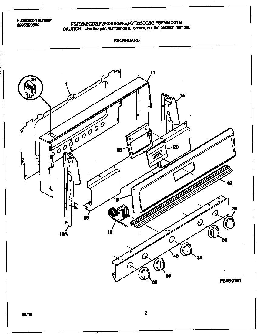 Frigidaire FGF335CGTG backguard diagram