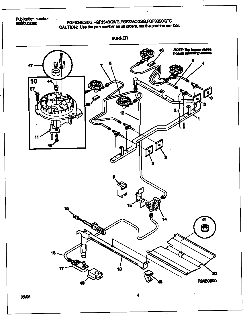Frigidaire FGF335CGTG burner diagram