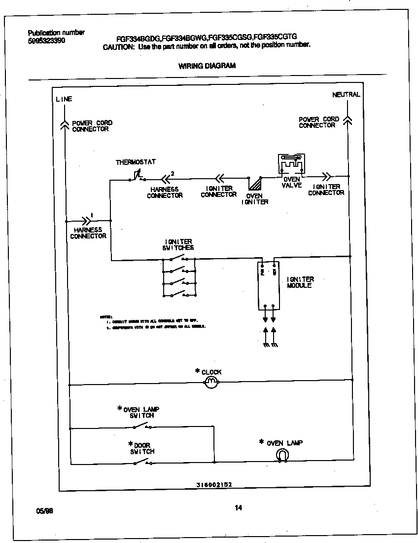 Frigidaire FGF335CGTG wiring diagram diagram