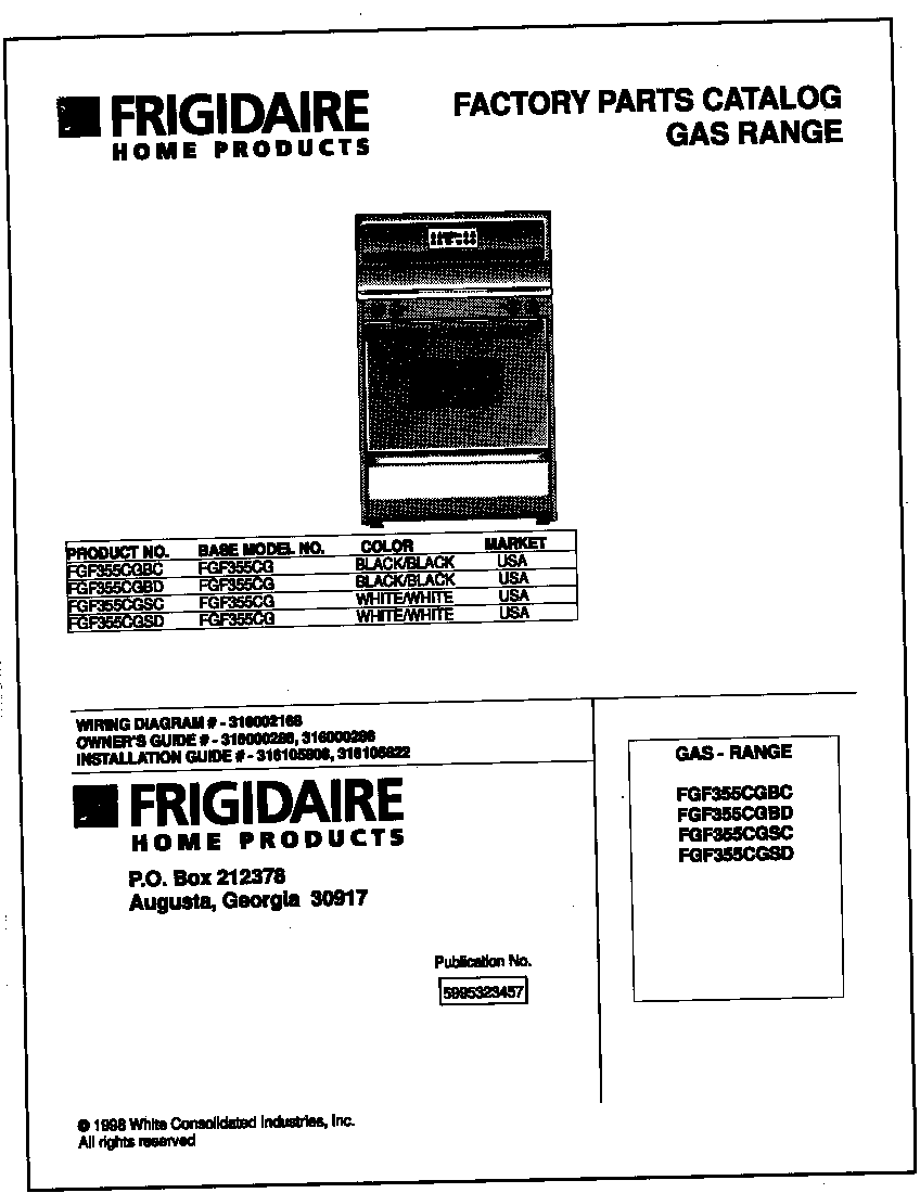 Frigidaire FGF355CGSC cover diagram