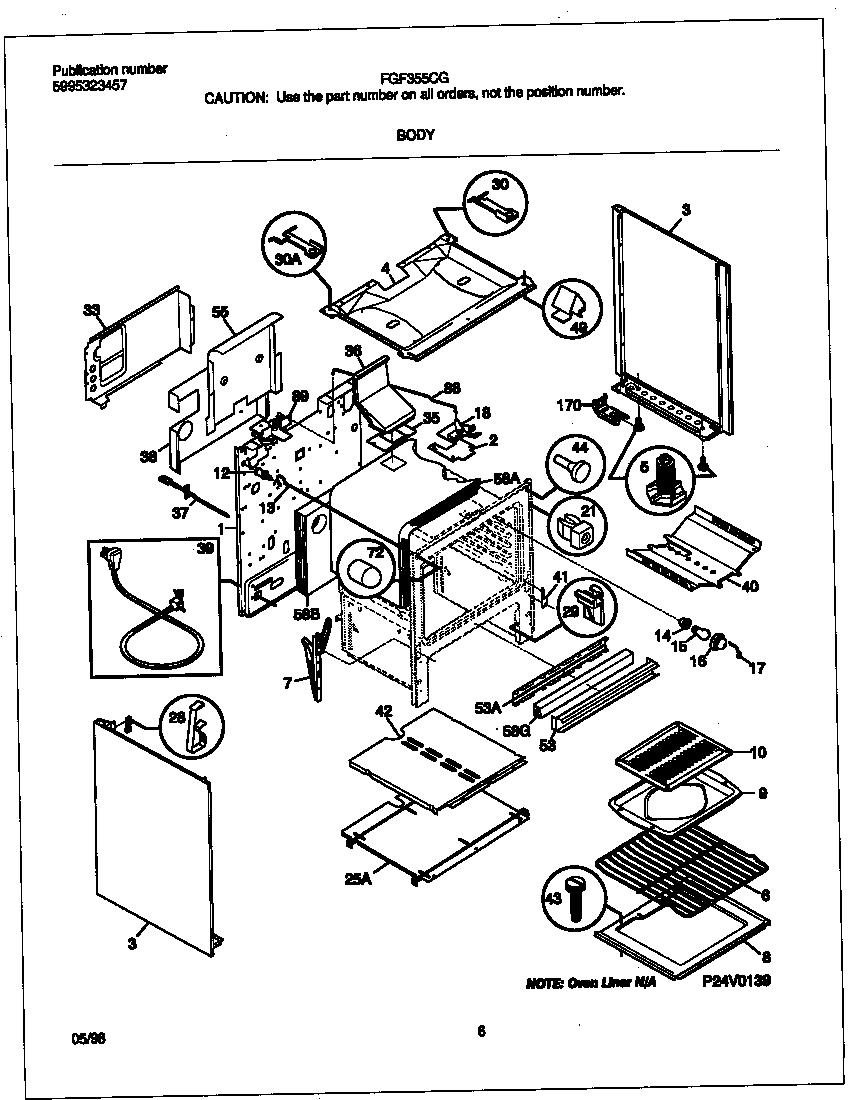 Frigidaire FGF355CGSC body diagram