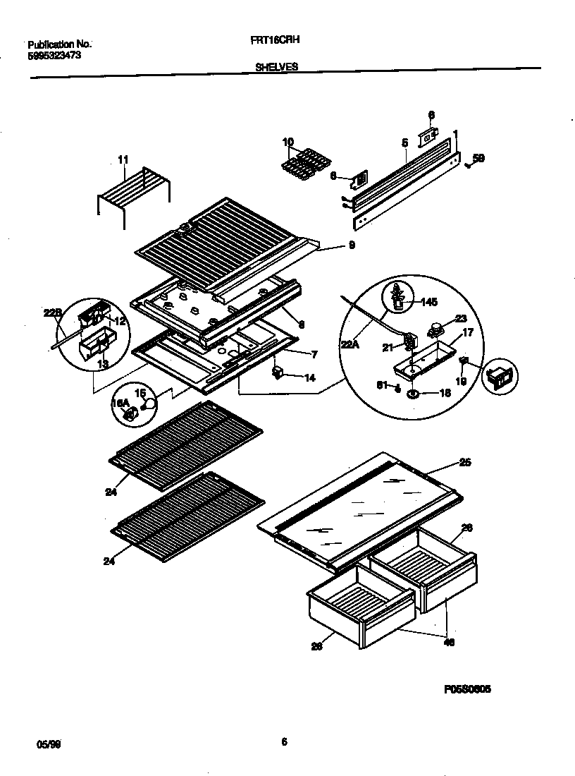 Frigidaire FRT16CRHZ1 shelves diagram