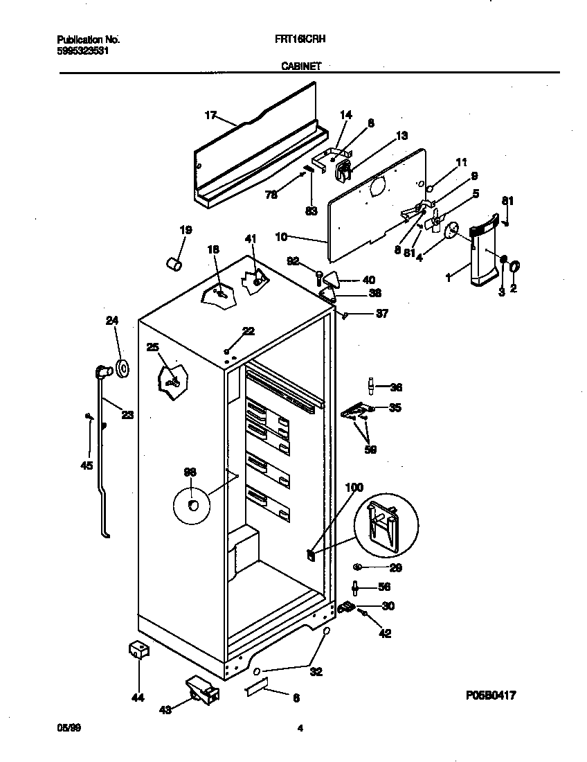 Frigidaire FRT16ICRHY1 cabinet diagram