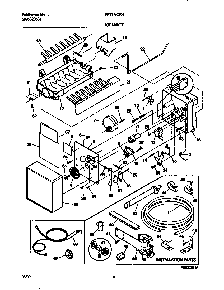 Frigidaire FRT16ICRHY1 ice maker diagram