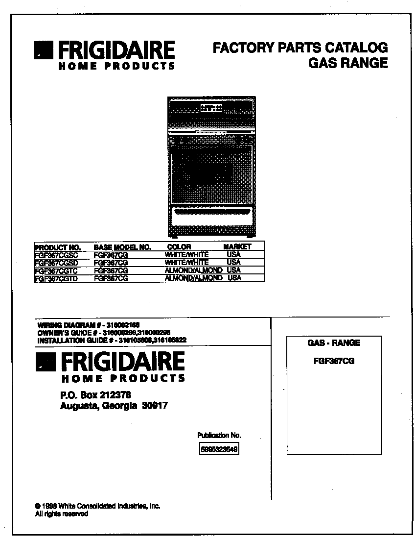 Frigidaire FGF367CGSC cover diagram