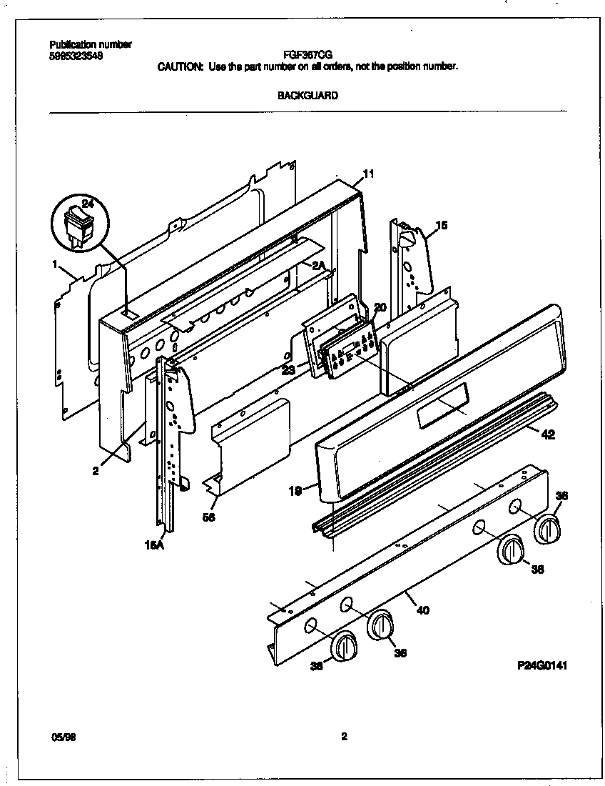 Frigidaire FGF367CGSC backguard diagram