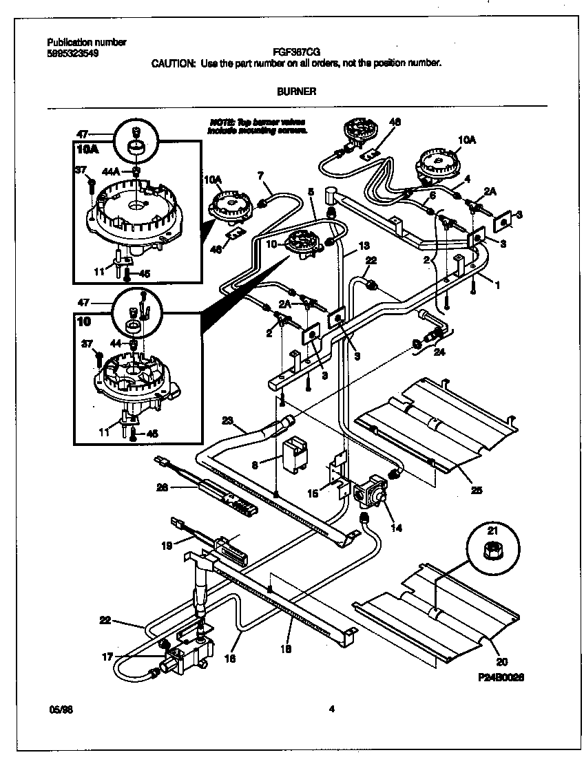 Frigidaire FGF367CGSC burner diagram