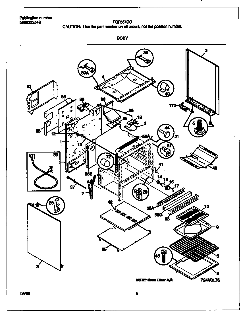 Frigidaire FGF367CGSC body diagram