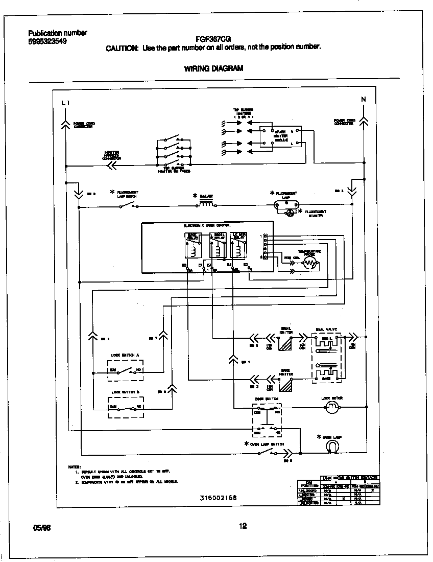 Frigidaire FGF367CGSC wiring diagram diagram