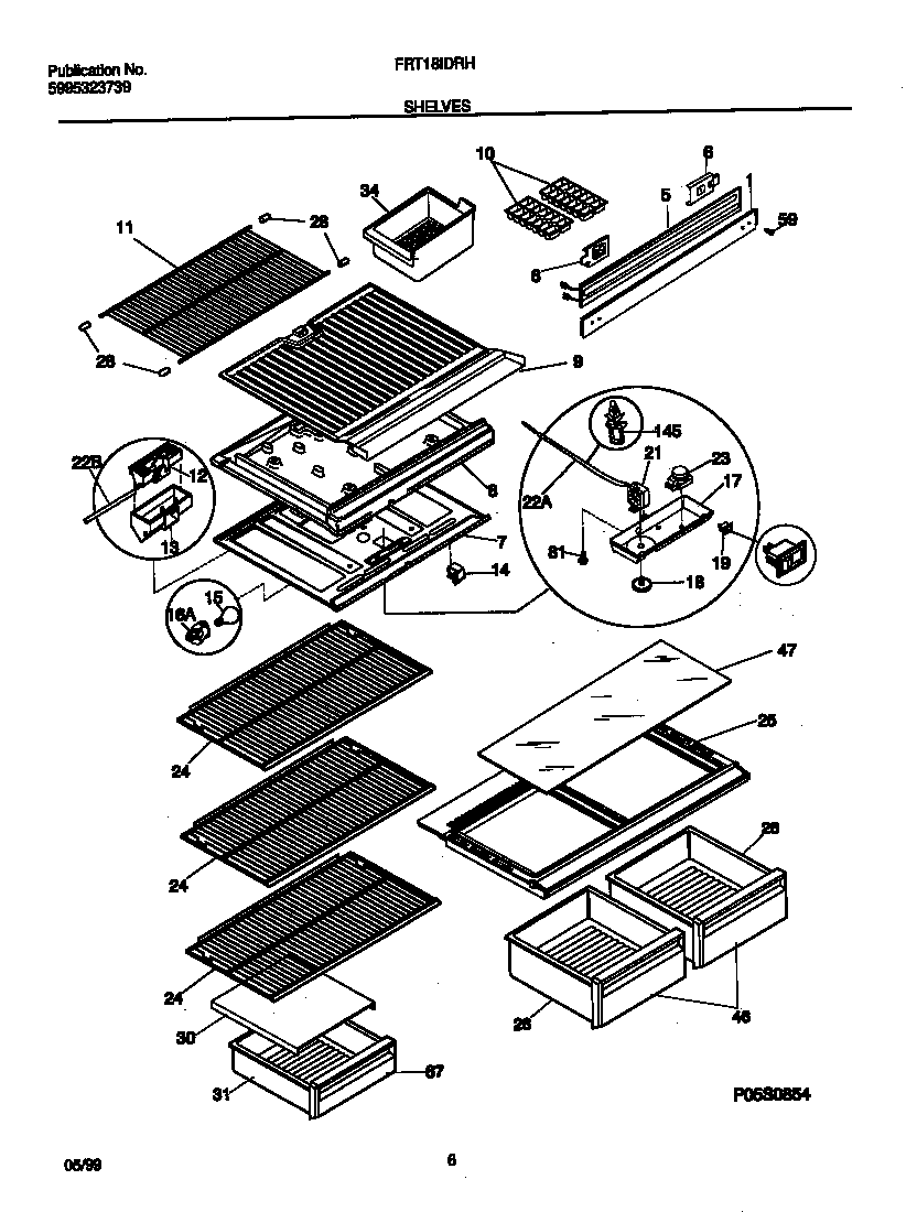 Frigidaire FRT18IDRHZ0 shelves diagram
