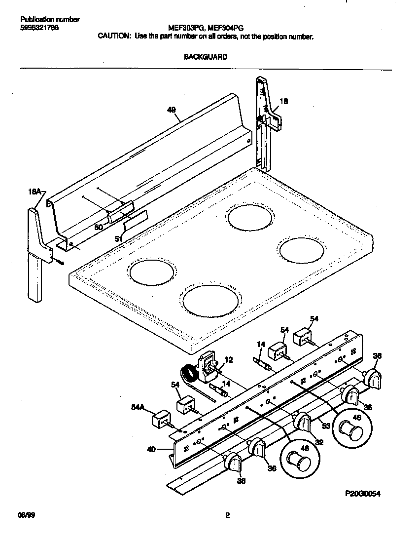 Frigidaire MEF304PGDB backguard diagram