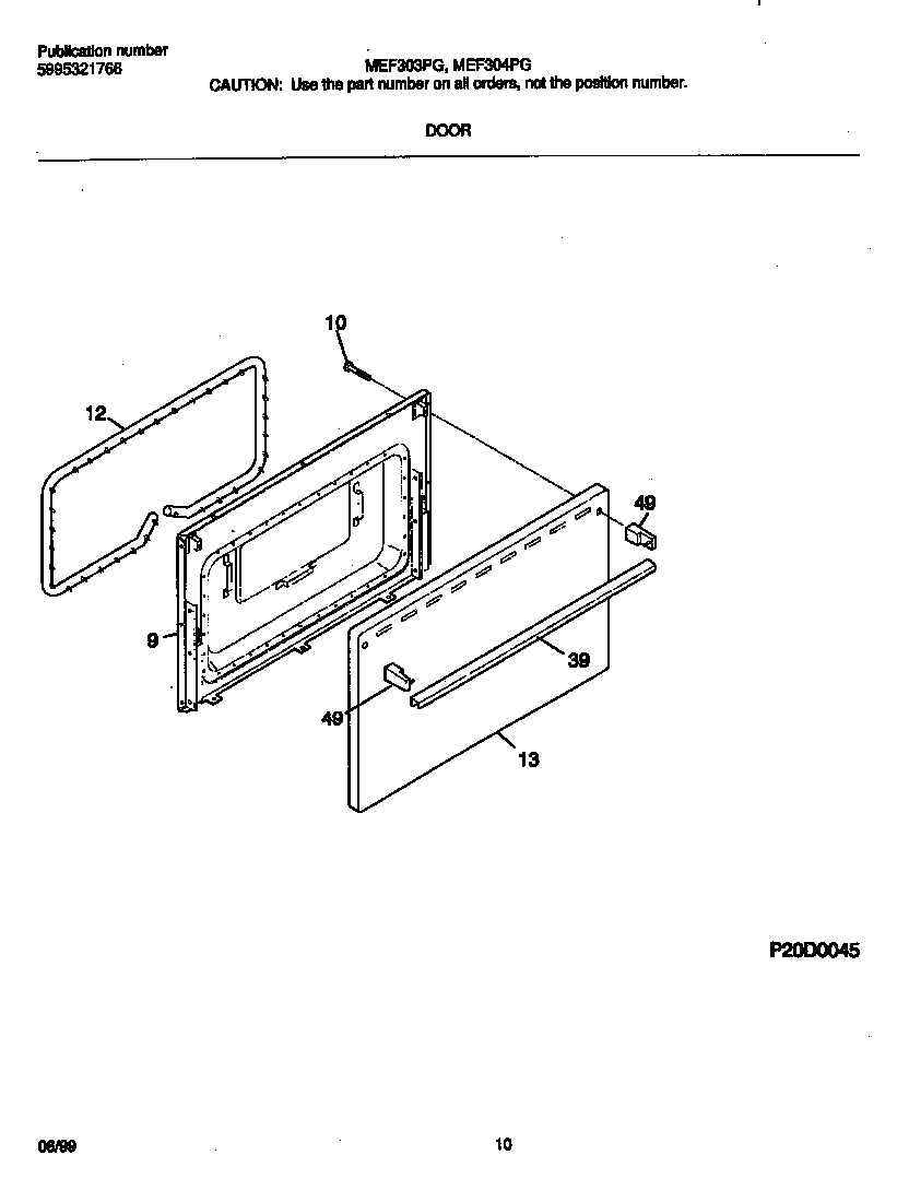 Frigidaire MEF304PGDB door diagram