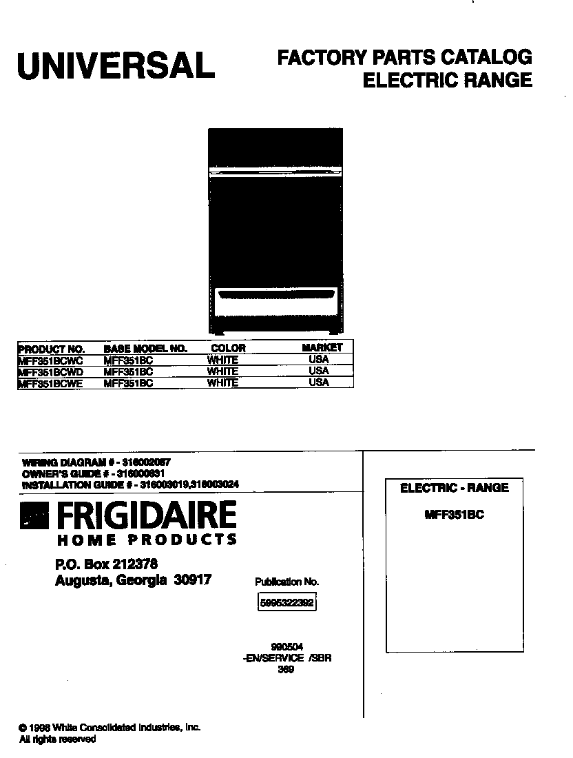 Frigidaire MFF351BCWD cover diagram