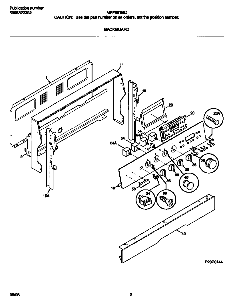 Frigidaire MFF351BCWD backguard diagram