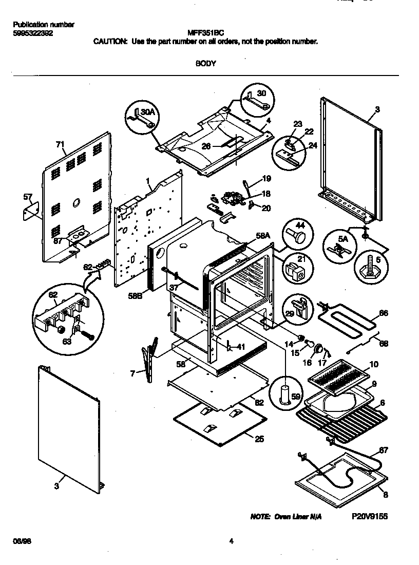 Frigidaire MFF351BCWD body diagram