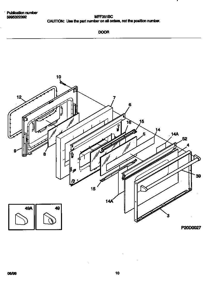 Frigidaire MFF351BCWD door diagram
