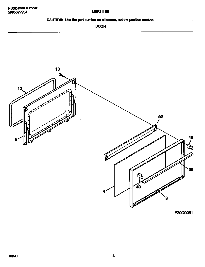 Universal/Multiflex (Frigidaire) MEF311SBWL door diagram