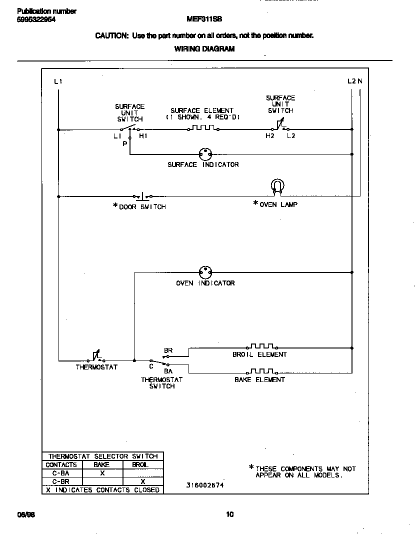 Universal/Multiflex (Frigidaire) MEF311SBWL wiring diagram diagram