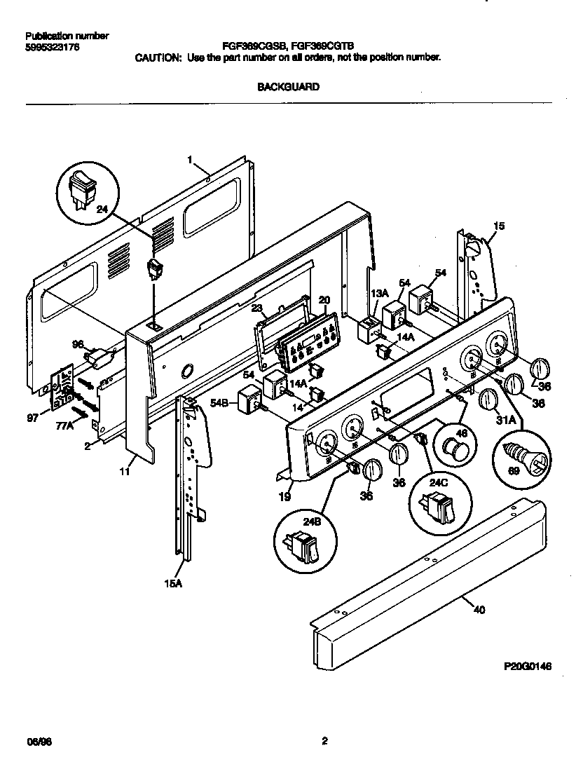 Frigidaire FEF369CGTB backguard diagram