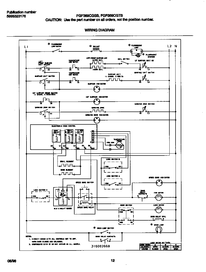 Frigidaire FEF369CGTB wiring diagram diagram