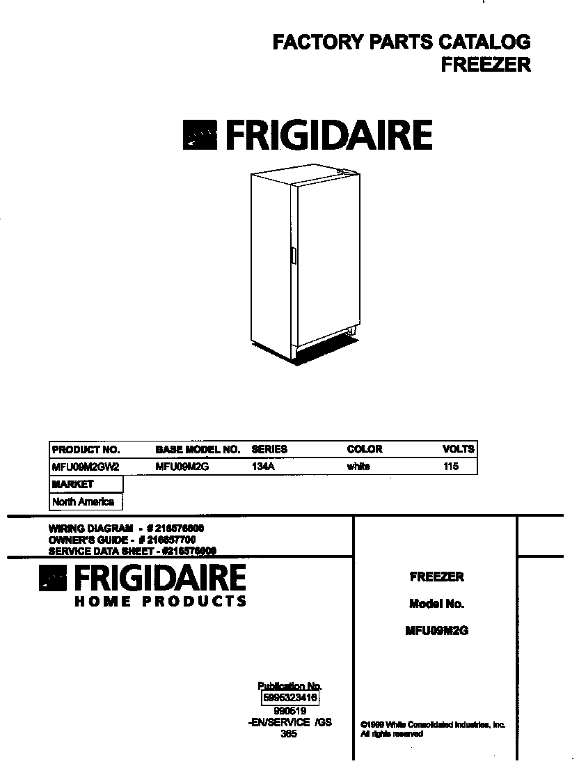 Universal/Multiflex (Frigidaire) MFU09M2GW2 cover diagram