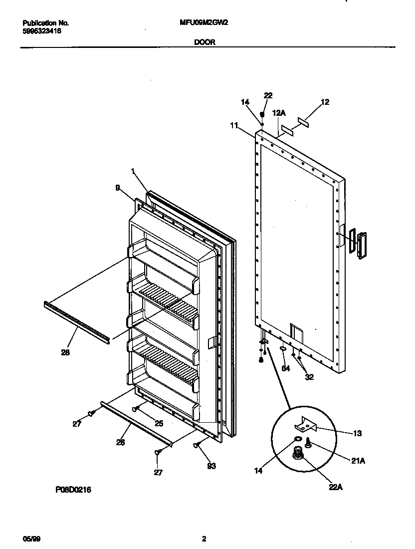 Universal/Multiflex (Frigidaire) MFU09M2GW2 door diagram
