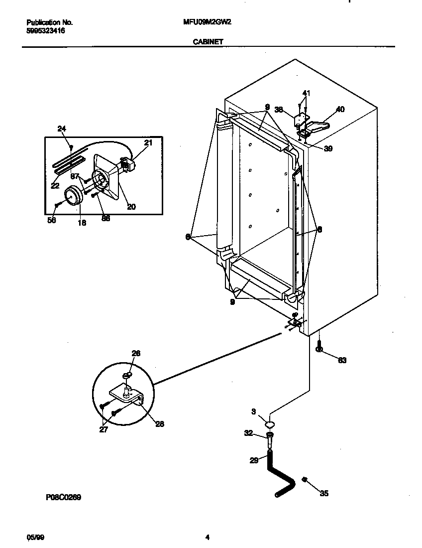 Universal/Multiflex (Frigidaire) MFU09M2GW2 cabinet diagram