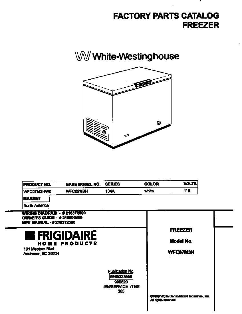 White-Westinghouse WFC07M3HW0 cover diagram