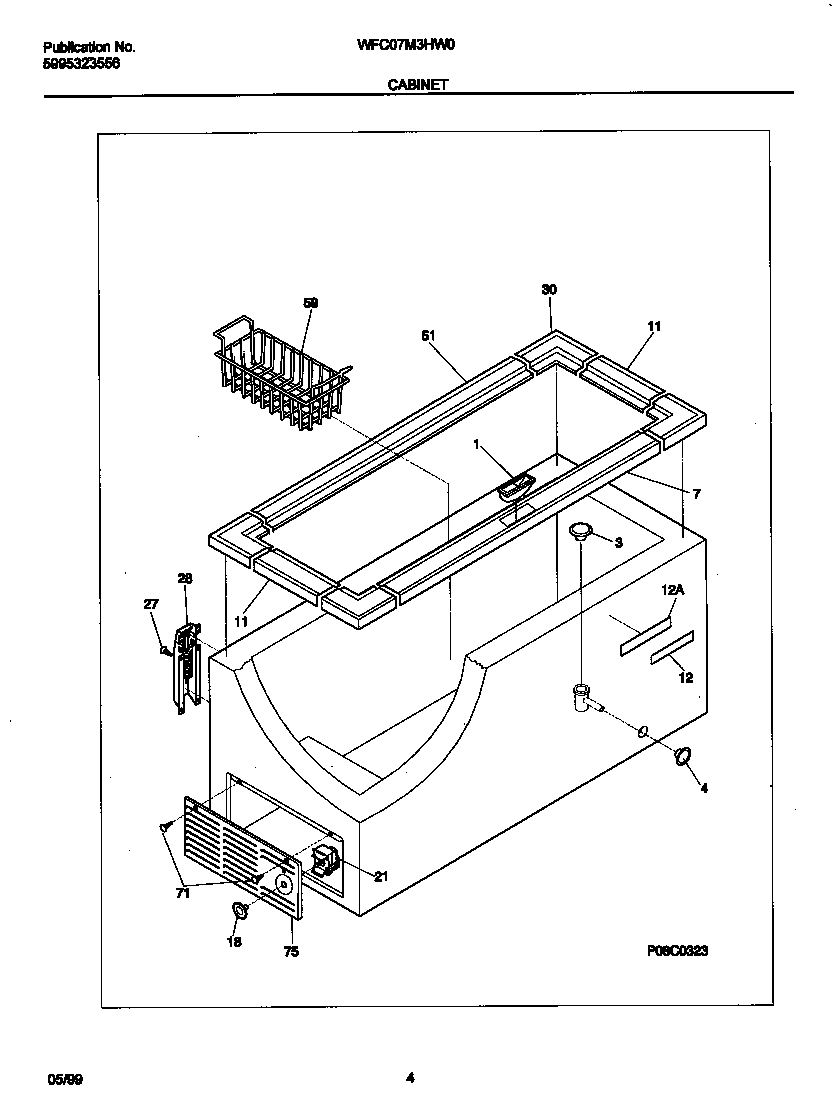 White-Westinghouse WFC07M3HW0 cabinet diagram