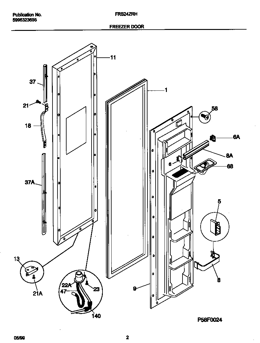 Frigidaire FRS24ZRHD0 frzr door diagram