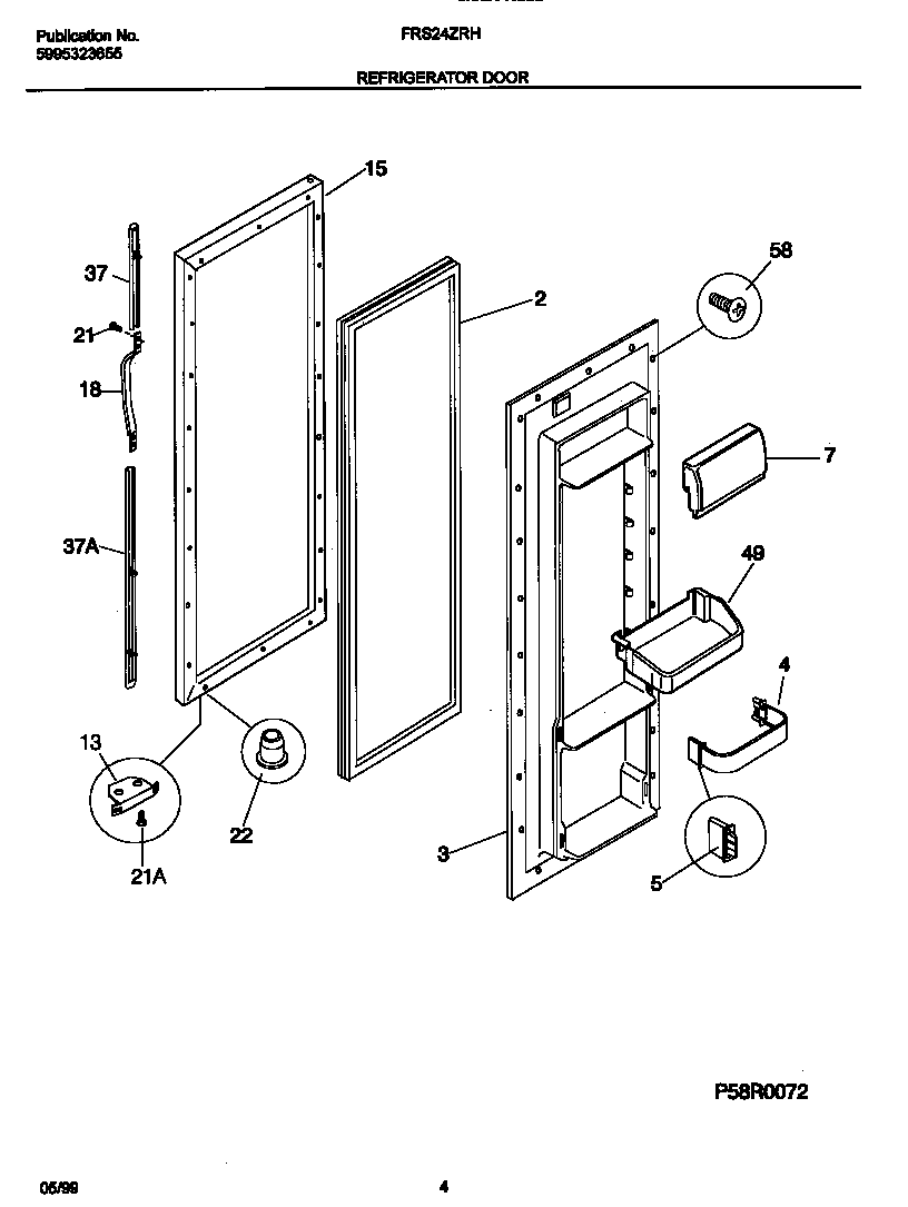 Frigidaire FRS24ZRHD0 refr door diagram