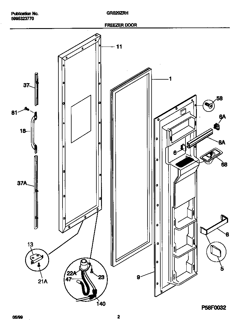 Gibson GRS20ZRHW0 frzr door diagram